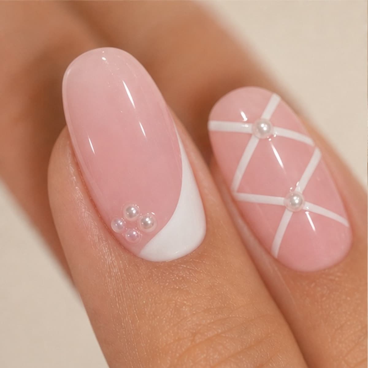 Close detail of the Opaline press-on nail set used for the sizing guide